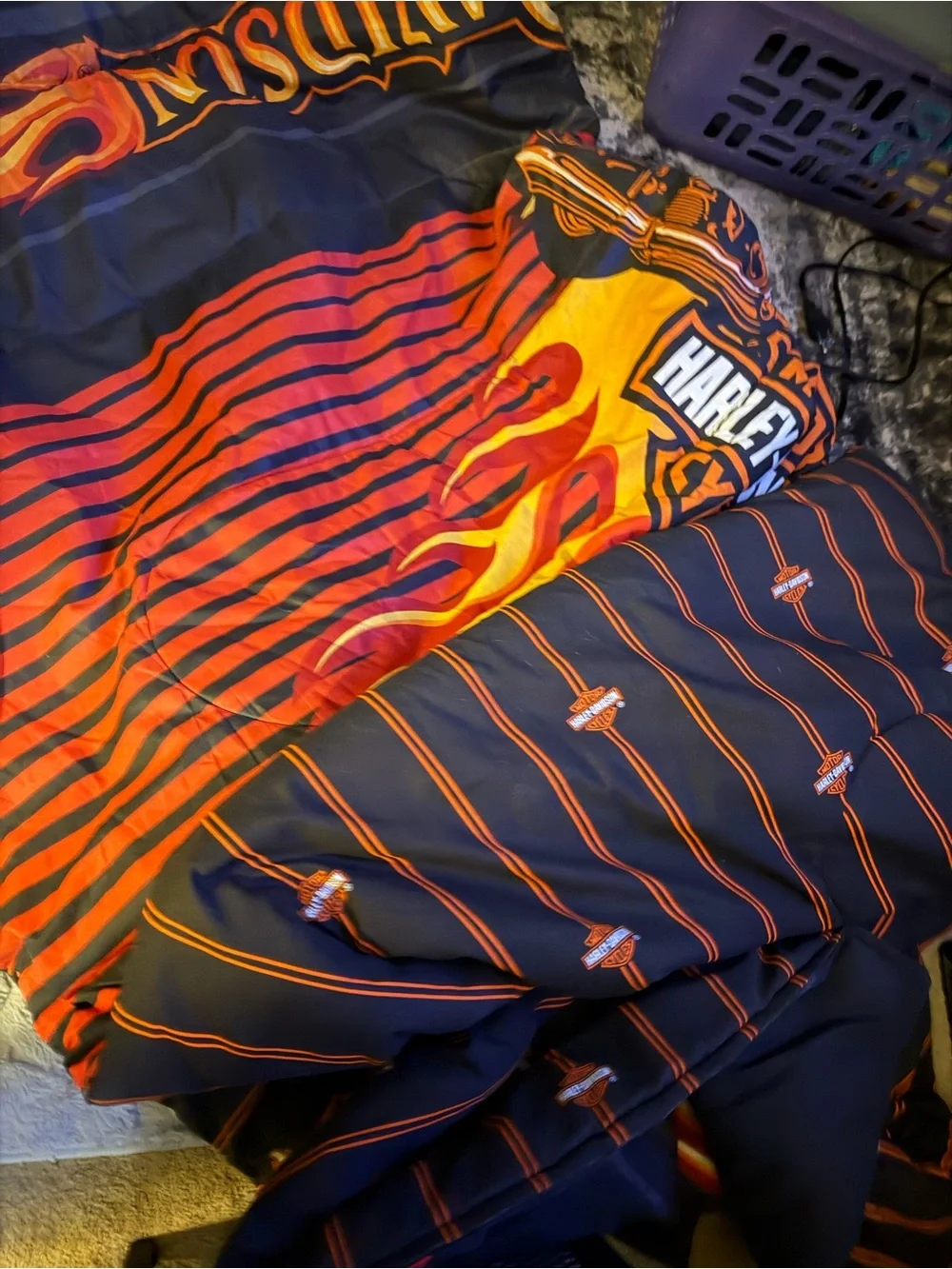 Harley-Davidson Full/Queen flame rider fireball bedding set!